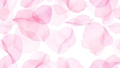 Naklejka premium Watercolor pink petals seamless pattern spread on a white background. Rose pink petals watercolor illustration isolated on white background for wedding stationery design