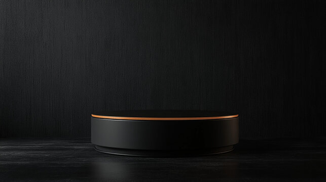 A sleek minimalist display stand with a wooden accent in a modern interior setting