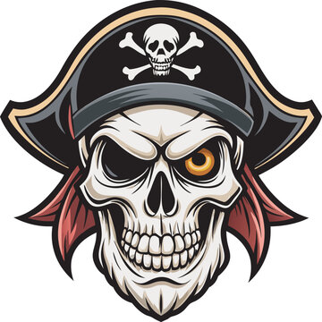 Off-White Skull with Shading - Pirate Symbol Illustration, Ai Generated Images