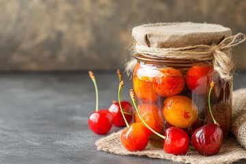 Cherries Preserved in a Jar