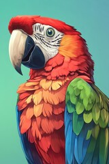 Fototapeta premium Parrot on Green Background