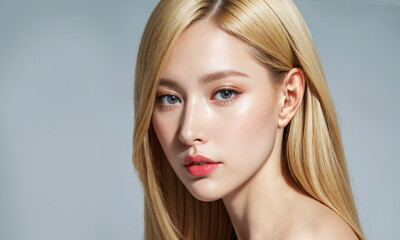 Naklejka premium beautiful woman face, cosmetics ads