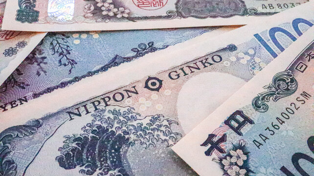 Close up of New Japanese Yen bank note (1000yen, 5000yen and 10000yen), Tokyo, Japan 2024 Sep.1
