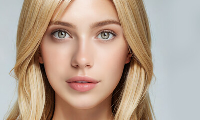 Naklejka premium beautiful woman face, cosmetics ads