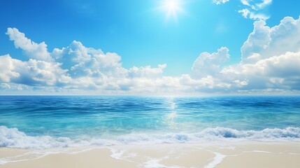 Obraz premium A breathtaking HD panorama featuring a summer sea with clear, sunlit water.