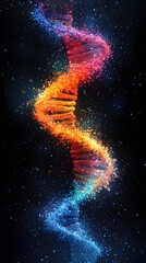 Obraz premium Colorful DNA Helix Abstract Art in Space Background