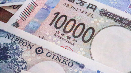 Close up of New Japanese Yen bank note (1000yen, 5000yen and 10000yen), Tokyo, Japan 2024 Sep.1