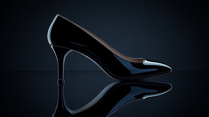 Black High Heel on Reflective Surface
