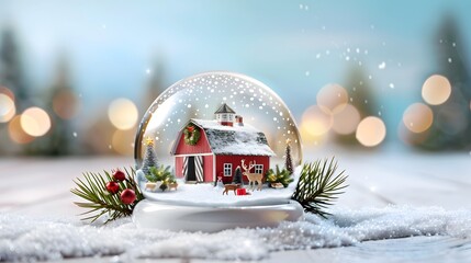Charming winter scene in a snow globe