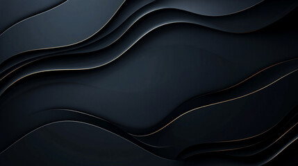 Fototapeta premium Elegant abstract black waves with golden accents in a modern design setting