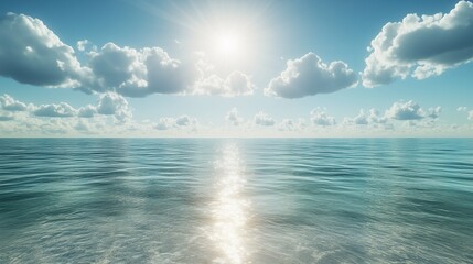 Fototapeta premium A breathtaking HD panorama featuring a summer sea with clear, sunlit water.