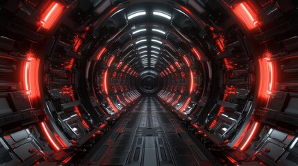 Obraz premium Red Neon Tunnel.