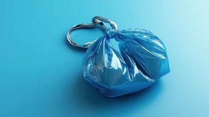 Blue Plastic Bag on Blue Background