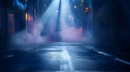 Nighttime Alleyway with Fog and Streetlights - Background