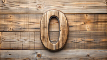 Fototapeta premium Wooden number 0 on rustic wooden background for decoration or celebration concept