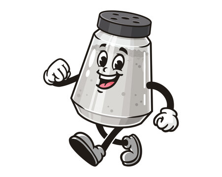 recommend clip art: Walking Salt Spice Pepper Seasoning Powder Shaker Cartoon Mascot Illustration Character Vector Clip-art Hand-drawn Logo Design 