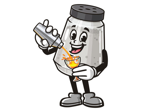 recommend clip art: Salt Spice Pepper Seasoning Powder Shaker making cocktail, Cartoon Mascot Illustration Character Vector Clip-art Hand-drawn Logo Design 