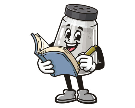 recommend clip art: Salt Spice Pepper Seasoning Powder Shaker with book, Cartoon Mascot Illustration Character Vector Clip-art Hand-drawn Logo Design