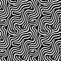 Obraz premium Wavy black and white abstract seamless pattern. Pattern for wallpaper, background, print on fabric and paper.
