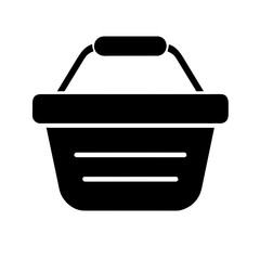 Icon of a shopping basket, representing retail and shopping