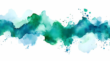 Abstract Watercolor Background Green and Blue Hues