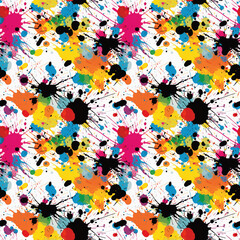 Bright graffiti splatter seamless pattern in multicolor. Pattern for wallpaper, background, print on fabric and paper.