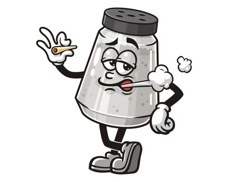 recommend clip art: Smoking Salt Spice Pepper Seasoning Powder Shaker Cartoon Mascot Illustration Character Vector Clip-art Hand-drawn Logo Design