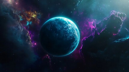Obraz premium Mesmerizing view of planet enveloped by cosmic glowing nebula image
