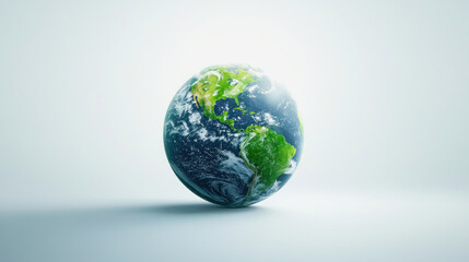 Fototapeta premium A detailed view of planet Earth showcasing its continents and oceans against a clean white background emphasizing its vibrancy and beauty