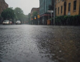 city street on a rainy evening