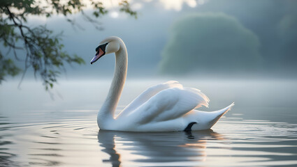 Obraz premium swans on the lake