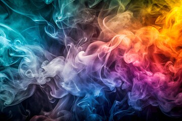 Fototapeta premium A striking colorful smoke swirl background in blue, purple, and orange hues, perfect for vibrant, artistic designs with a mystical or energetic vibe.