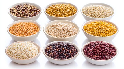 Fototapeta premium Assorted Grains and Legumes on White Plate