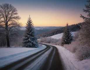 fir trees in snow winter holiday landscape