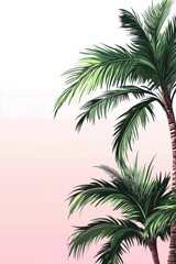 Serene Tropical Escape: Palm Trees Against Soft Pink Sky