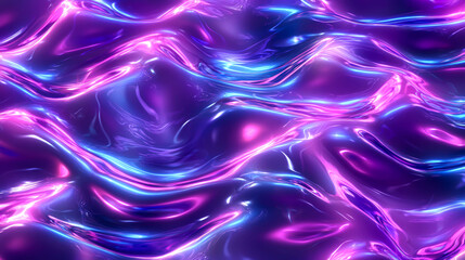 Obraz premium Abstract purple and blue neon waves with a metallic finish.
