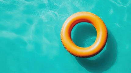 A vibrant orange flotation ring floating on clear turquoise water, perfect for summer relaxation and poolside fun.
