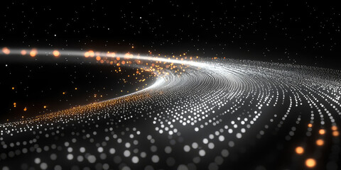 The digital pipeline curves and twists, its glowing binary code trailing off into the black void.