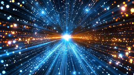 Fototapeta premium Bright Laser Light Background with Colorful Rays
