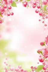 Fototapeta premium Vibrant Cherry Blossoms and Berries - Ethereal Nature Background