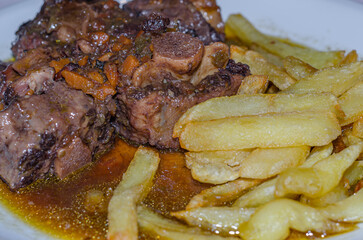 Oxtail stew, typical Spanish dish