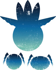 grunge shields with flag and wings