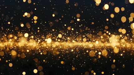 Obraz premium Gold Particles Sparkling on a Black Background