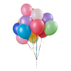 Colorful balloons isolated on a white background, perfect for celebrations and festive visuals