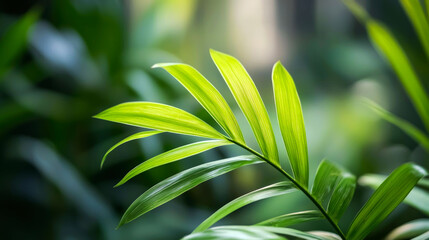 Obraz premium Closeup of a green leaf with sunlight shining through.