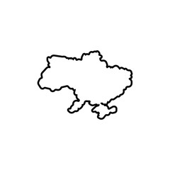 ukraine country map black line border vector icon illustration