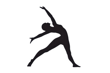 Silhouette of a person gracefully stretching in a yoga pose, embodying flexibility, balance, and strength against a transparent background.