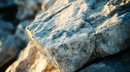 Close-up of a rough, gray rock with a textured surface.
