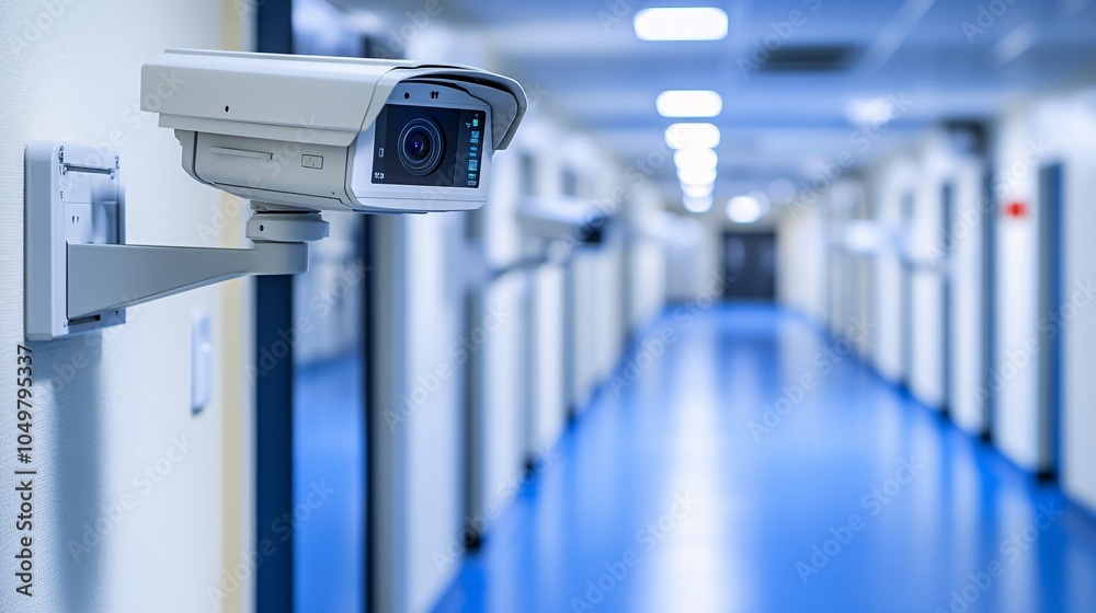 Aufkleber Highly secure data center with biometric access and surveillance cameras monitoring the room Stock Photo with side copy space