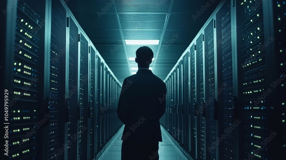 Aufkleber it specialist installing new hardware into a mainframe system inside a data center stock photo with 